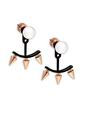 Majorica Mother Of Pearl & Goldplated Spiked Stud Earrings
