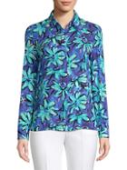 Michael Kors Point Collar Floral Silk Shirt