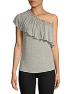 Rebecca Taylor Ruffle One-shoulder Jersey Top