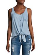 Ag Adriano Goldschmied Cynthia Tie-front Chambray Tank Top