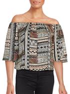Minkpink Abstract Print Off-the-shoulder Top