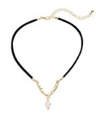 Cara Faux Suede & Faux Pearl Choker Necklace