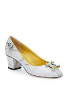 Charlotte Olympia Oprah Marble-print Leather Pumps