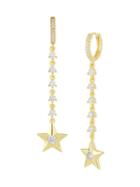 Chloe & Madison 14k Yellow Gold Vermeil & Cubic Zirconia Hoop-drop Star Earrings