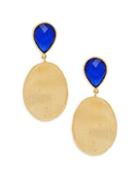 Rivka Friedman Poppy Blue Crystal & Mother-of-pearl Oval Drop Earrings