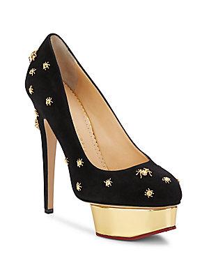 Charlotte Olympia Spider Dolly Suede Platform Pumps