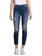 7 For All Mankind Ankle Skinny Ripped Raw Hem Jeans