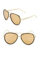 Linda Farrow Luxe Contrast Trim 59mm Aviators Sunglasses