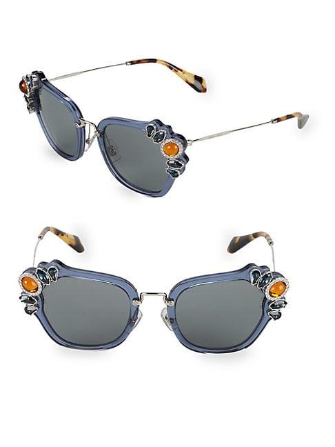 Miu Miu Crystal Embellished 51mm Cateye Sunglasses