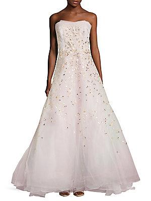 Carolina Herrera Embellished Strapless Gown