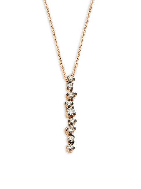 Suzanne Kalan 18k Rose Gold Champagne Diamond Linear Pendant Necklace