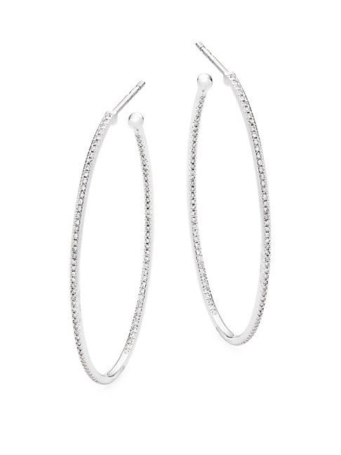 Saks Fifth Avenue Diamond 14k White Gold Hoop Earrings