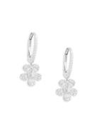 Saks Fifth Avenue 14k White Gold & Diamond Floral Drop Earrings