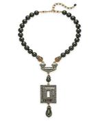 Heidi Daus Beaded Swarovski Crystal Ornate Pendant Necklace/goldtone