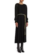 Yves Saint Laurent Belted Plisse Maxi Dress