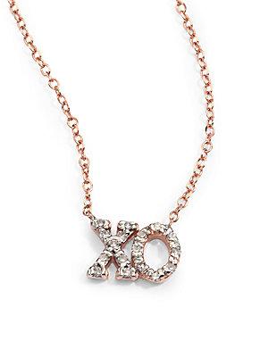 Kc Designs Diamond And 14k Rose Gold Xo Necklace