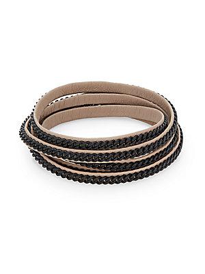 Vita Fede Capri Chain & Leather Five-row Wrap Bracelet