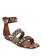 Valentino Printed Leather Thong Sandals