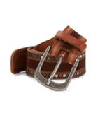 Paul Stuart Raw-edge Studded Leather Belt