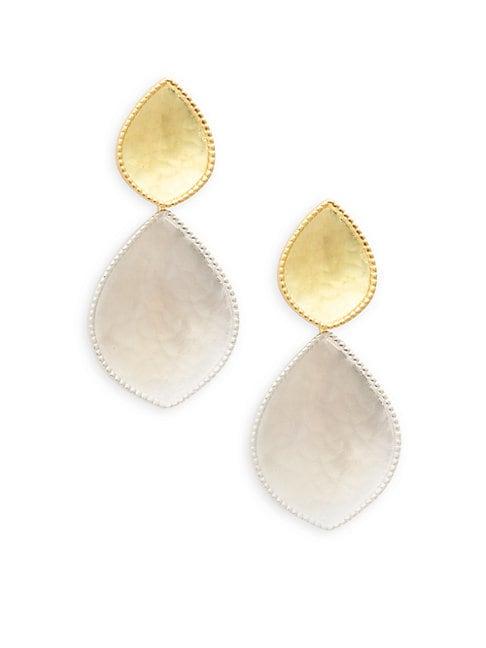 Amrapali Chandni 18k Yellow Gold & Sterling Silver Hammered Drop Earrings