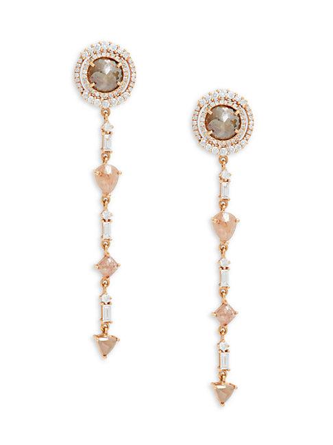 Artisan Dangling Ice 18k Rose Gold & Diamond Earrings