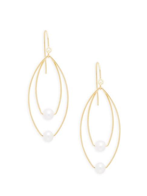 Saks Fifth Avenue 14k Yellow Gold & 5mm White Pearl Drop Earrings
