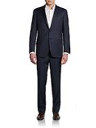Saks Fifth Avenue Black Slim-fit Pinstriped Wool Suit