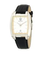 Versace Square Stainless Steel & Leather-strap Watch