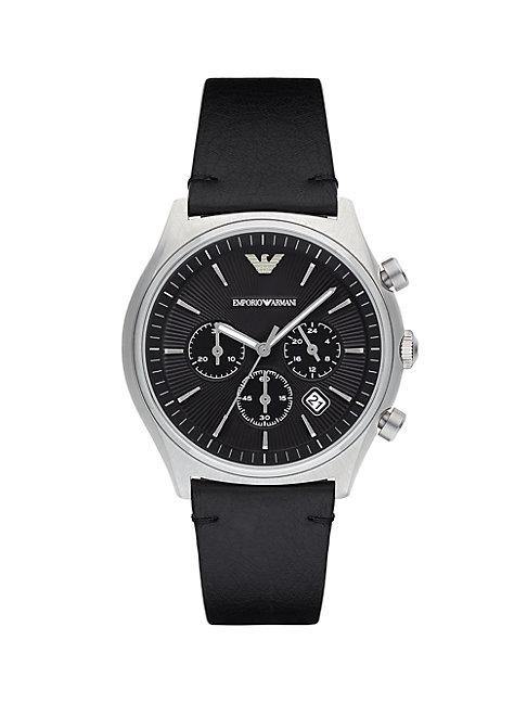 Emporio Armani Zeta Stainless Steel & Leather-strap Chronograph Watch