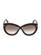 Tom Ford 56mm Diana Mirrored Butterfly Sunglasses