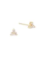 Danni 14k Yellow Gold Three Diamond Cluster Earrings