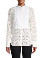 Valentino Embroidered Eyelet Button-down Shirt