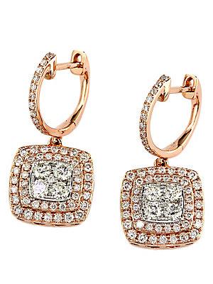 Effy Diamond & 14k Rose & White Gold Drop Earrings