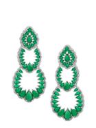 Eye Candy La Luxe Candice Silvertone & Green Crystal Drop Earrings