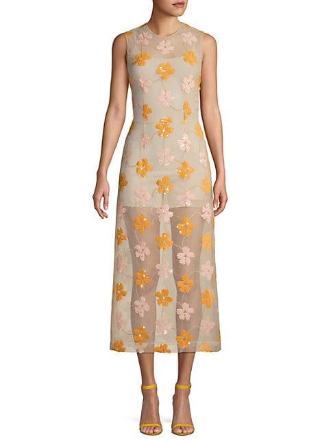 Simone Rocha Floral Midi Illusion Dress