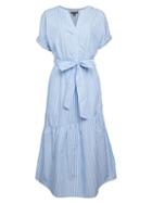 Saks Fifth Avenue Belted Stripe Cotton Midi Dress