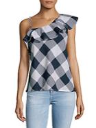 Beach Lunch Lounge Gingham Ruffled Cotton Top