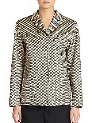 Marc Jacobs Silk Fishnet Embroidered Pajama Shirt