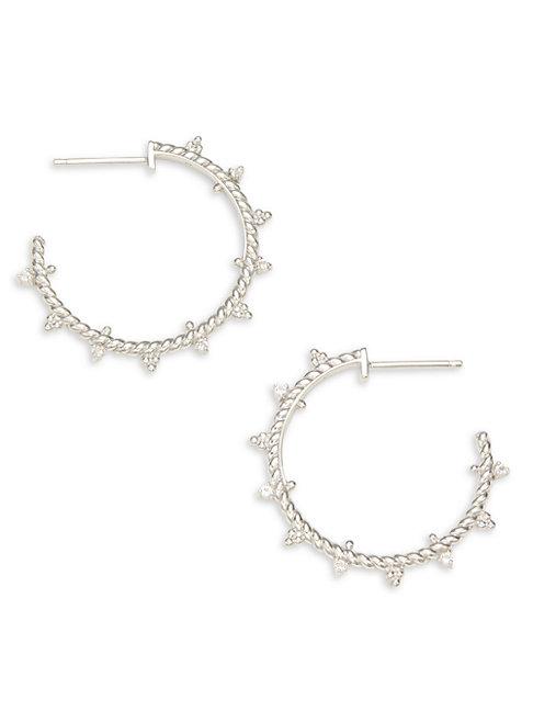 Judith Ripka La Petite Sterling Silver & White Topaz Hoop Earrings