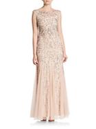 Adrianna Papell Beaded Godet Gown