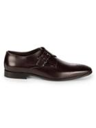 Bruno Magli Leather Brogue Monk-strap Dress Shoes