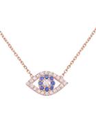 Gabi Rielle Lucky Eye 22k Rose Gold Vermeil & Blue And White Crystal Pendant Necklace