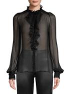 Alexis Ximena Sheer Lace-front Blouse