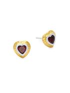 Gurhan Romance Garnet Goldtone Heart Earrings