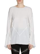 Givenchy Silk Crepe De Chine Flared Sleeve Blouse