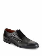 Massimo Matteo Woven Leather Monk Strap Shoes