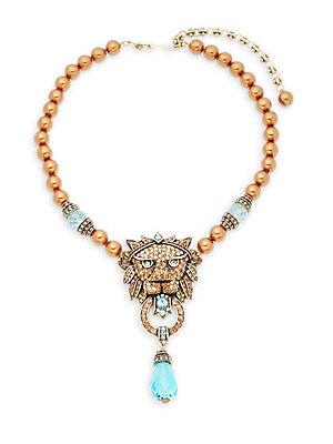 Heidi Daus Beaded Crystal Lion Pendant Necklace