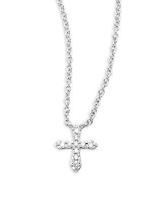 Saks Fifth Avenue Diamond & 14k White Gold Cross Pendant Necklace