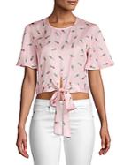 English Factory Pineapple-print Tie-front Top