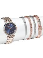 Adrienne Vittadini Two-tone Watch & Crystal Bracelet- Set Of 5